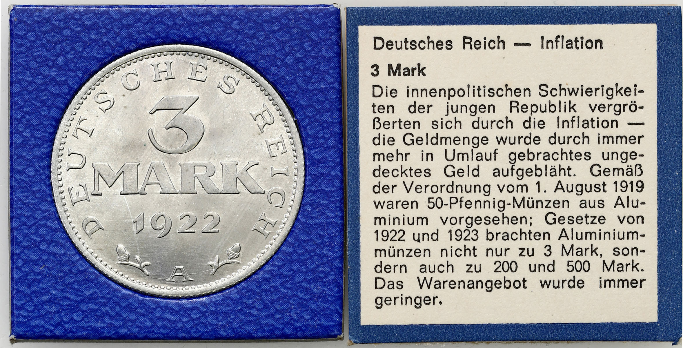 Niemcy Weimar 3 Marki 1922 A, RZADKIE - NAKŁAD 2000 sztuk